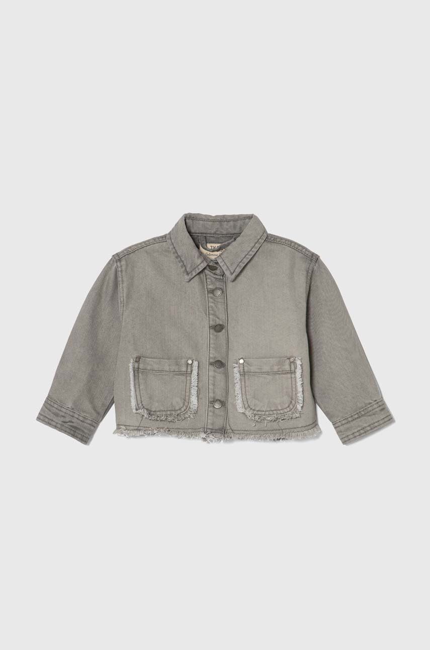 E-shop Dětská riflová bunda zippy šedá barva