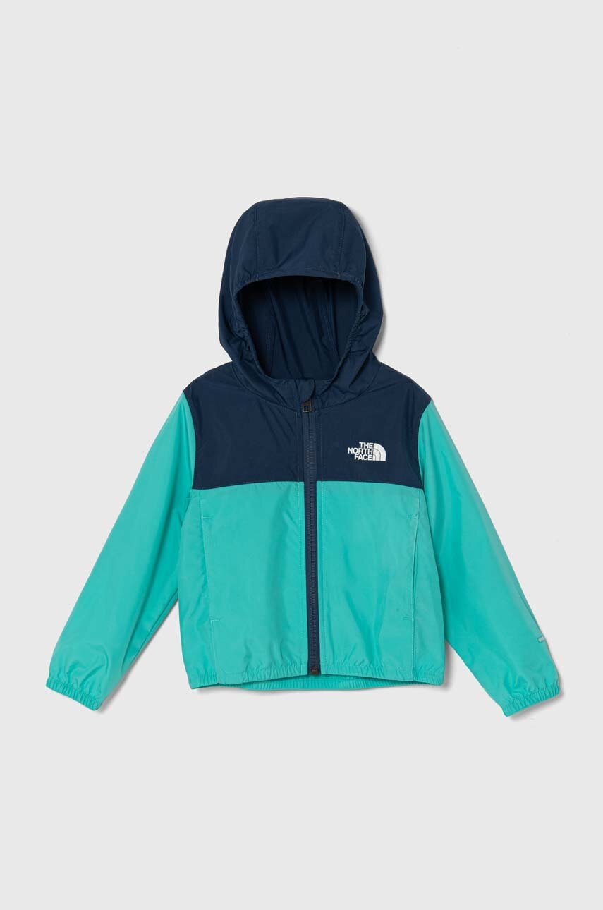 Levně Dětská bunda The North Face NEVER STOP HOODED WINDWALL JACKET zelená barva