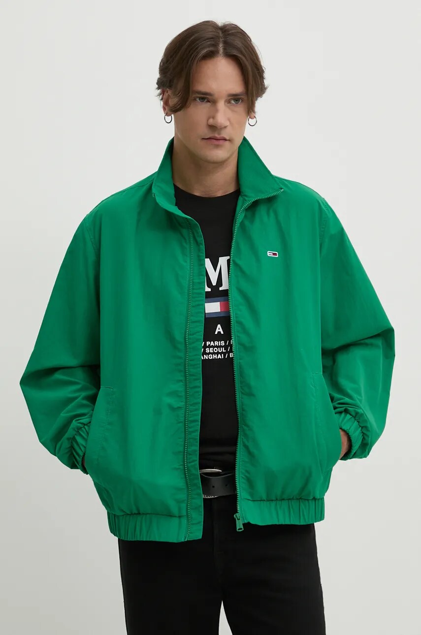 Tommy Jeans geaca barbati, culoarea verde, de tranzitie