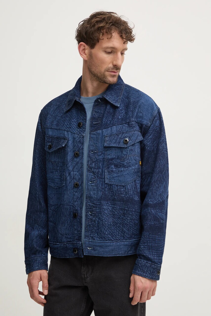 G-Star geacă din denim bărbați, culoarea bleumarin, de tranziție