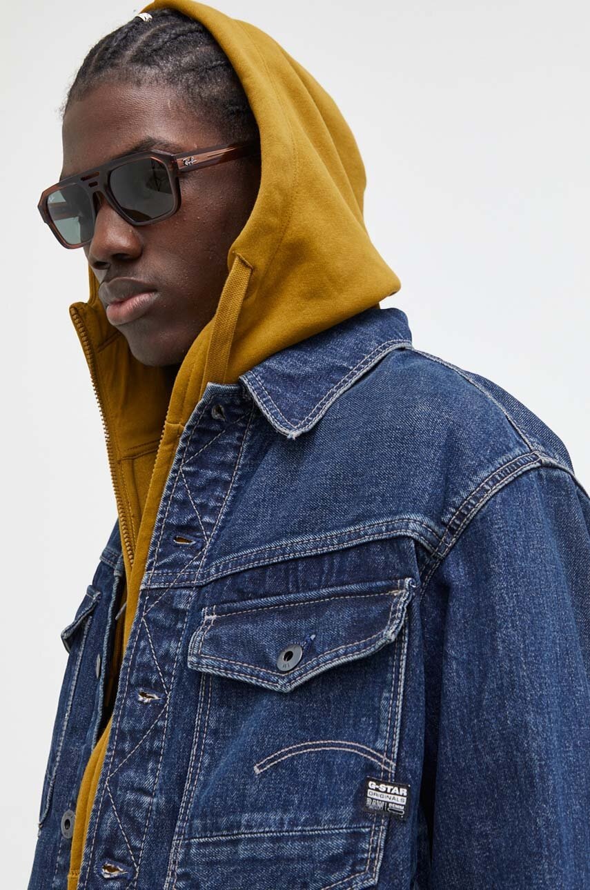 Τζιν μπουφάν G-Star ανδρικό, χρώμα: ναυτικό μπλε φωτογραφία