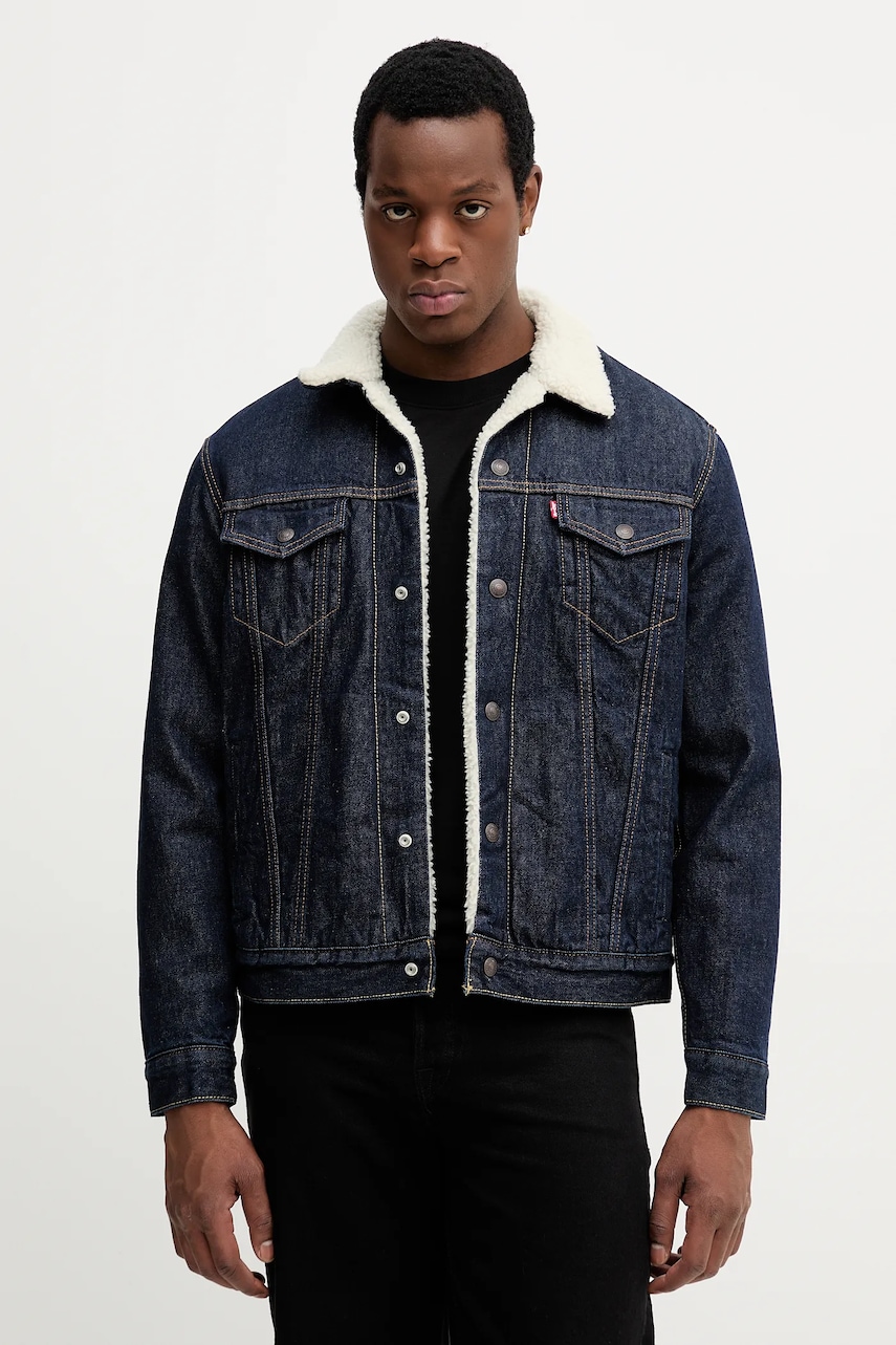 Levi's kurtka jeansowa kolor granatowy przejściowa 16365