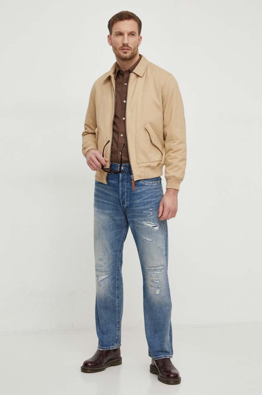 Pepe Jeans jacheta de bumbac culoarea bej, de tranzitie