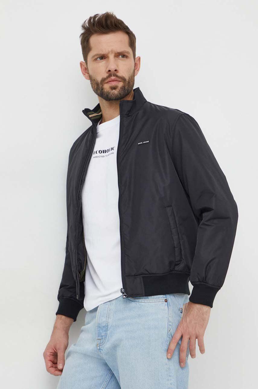 Pepe Jeans geaca barbati, culoarea negru, de tranzitie