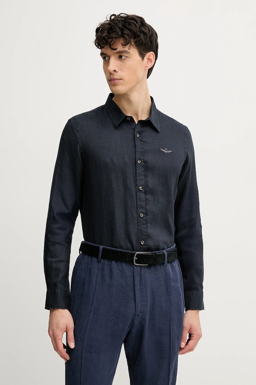 Aeronautica Militare camasa de in culoarea albastru marin, cu guler clasic, regular, CA1239CT3089