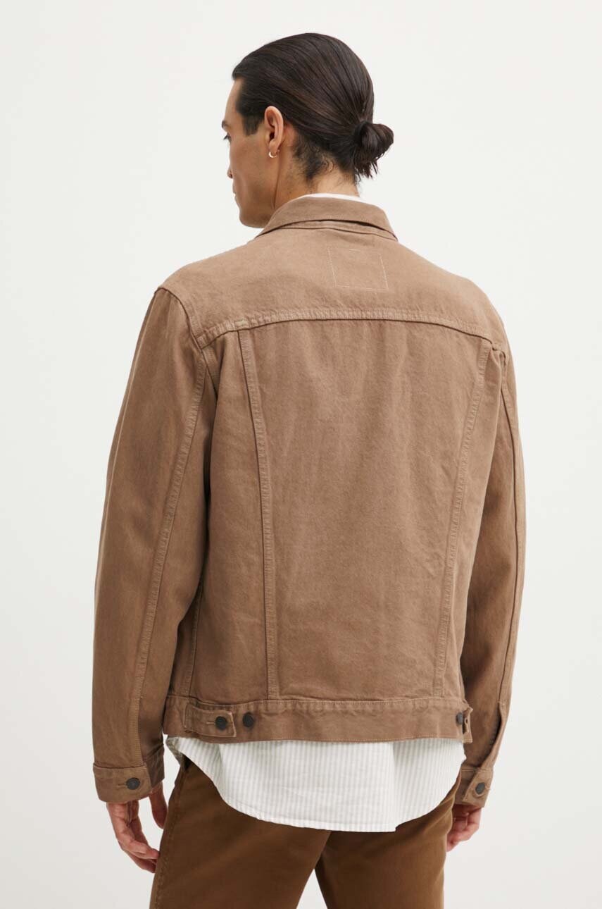 Džínová bunda Levi's pánská, hnědá barva, přechodná