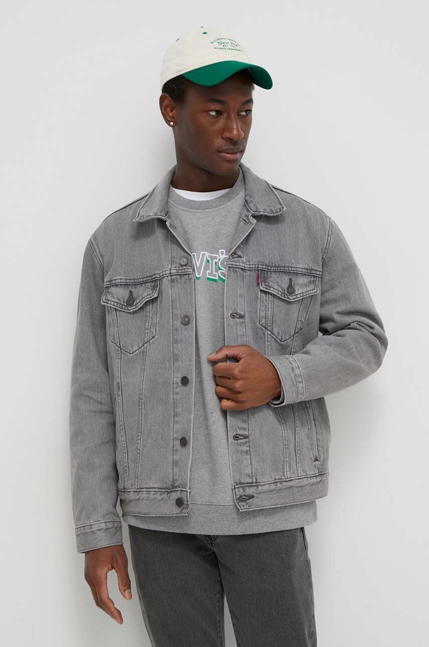 Τζιν μπουφάν Levi's ανδρικό, χρώμα: γκρι φωτογραφία