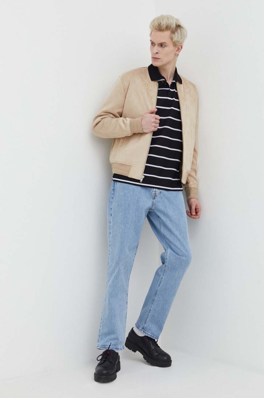 Μπουφάν bomber Abercrombie & Fitch ανδρικά, χρώμα: μπεζ φωτογραφία