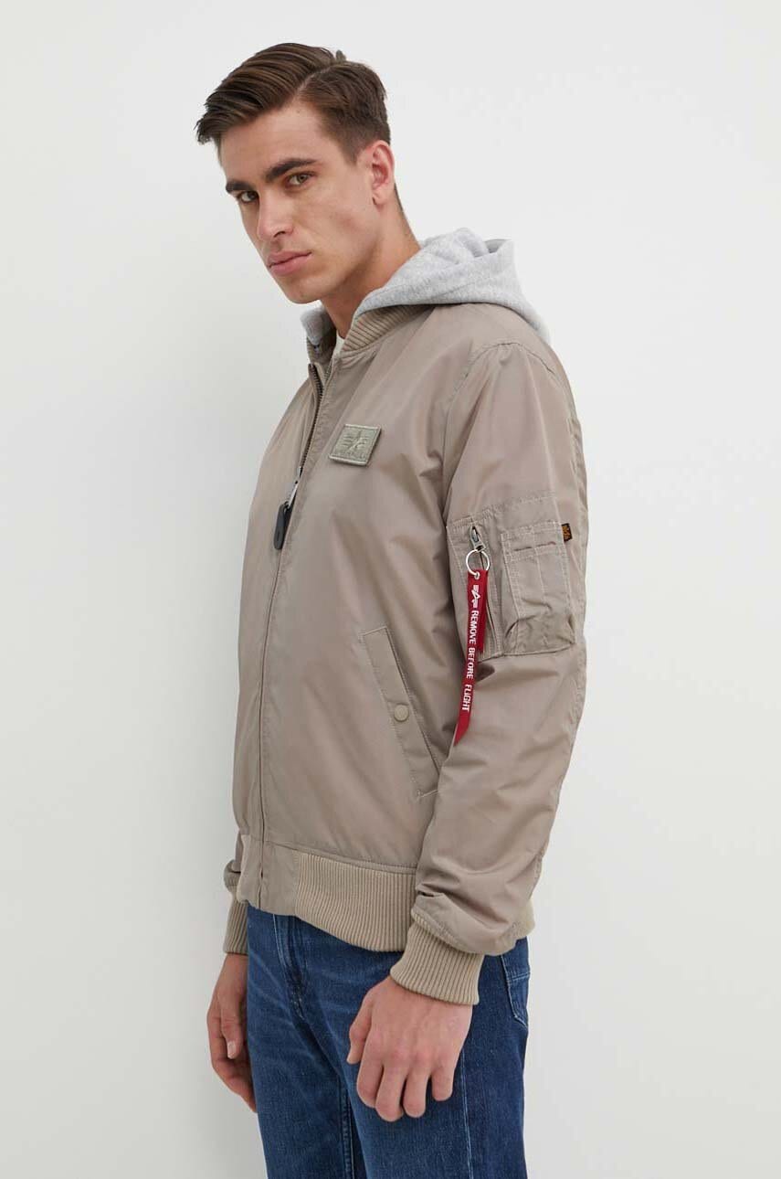 Alpha Industries geaca MA-1 TT Hood barbati, culoarea bej, de tranzitie