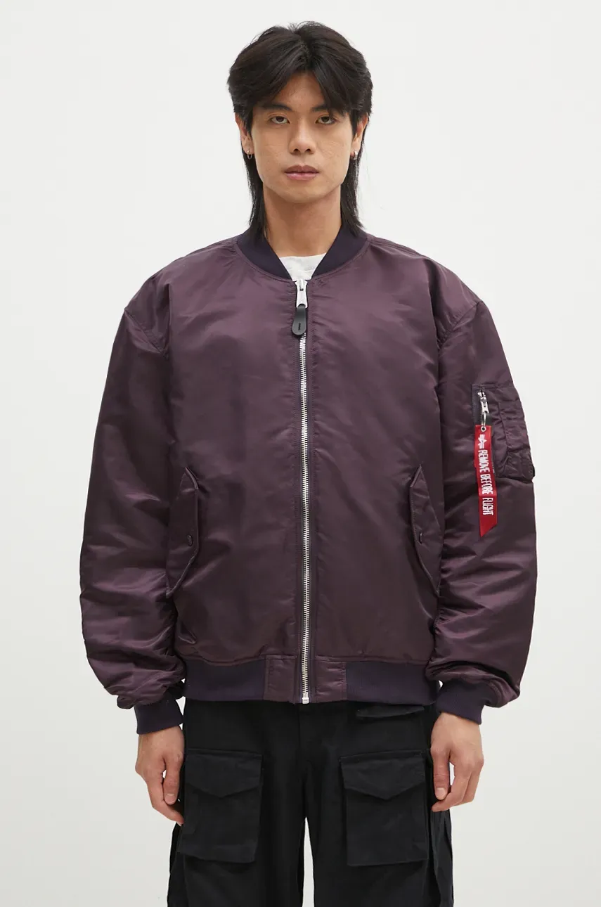 Alpha Industries geacă bomber MA-1 CS barbati, culoarea violet, de tranzitie, oversize, 136136