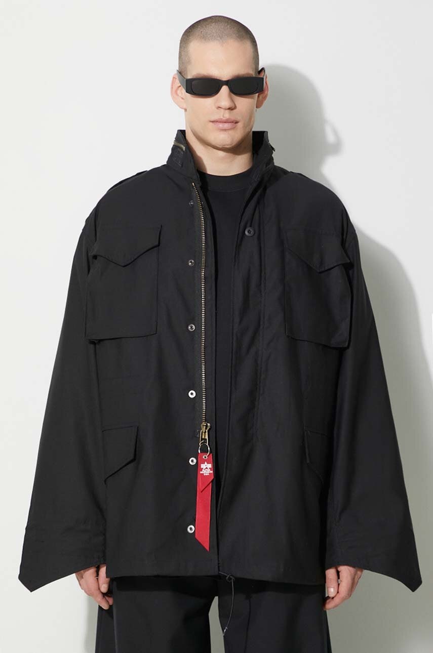 Alpha Industries geaca M-65 barbati, culoarea negru, de tranzitie, oversize, 100103 Alpha Industries geaca M-65 barbati, culoarea negru, de tranzitie, oversize, 100103