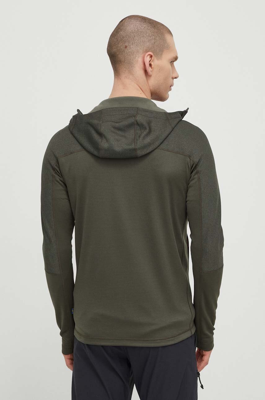 Fjallraven sportos pulóver Abisko zöld, mintás, kapucnis, F82257 termék 2. képe