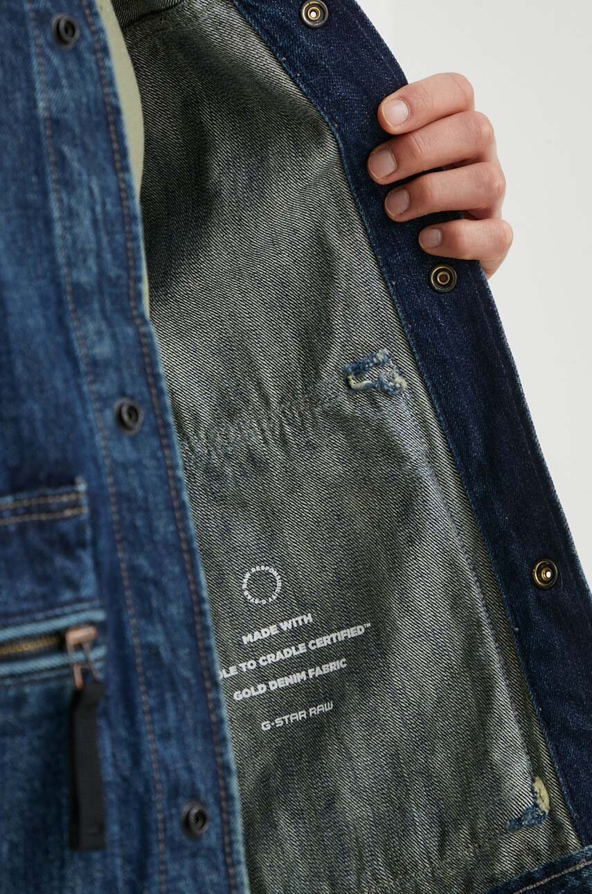 Τζιν μπουφάν G-Star ανδρικό, χρώμα: ναυτικό μπλε φωτογραφία