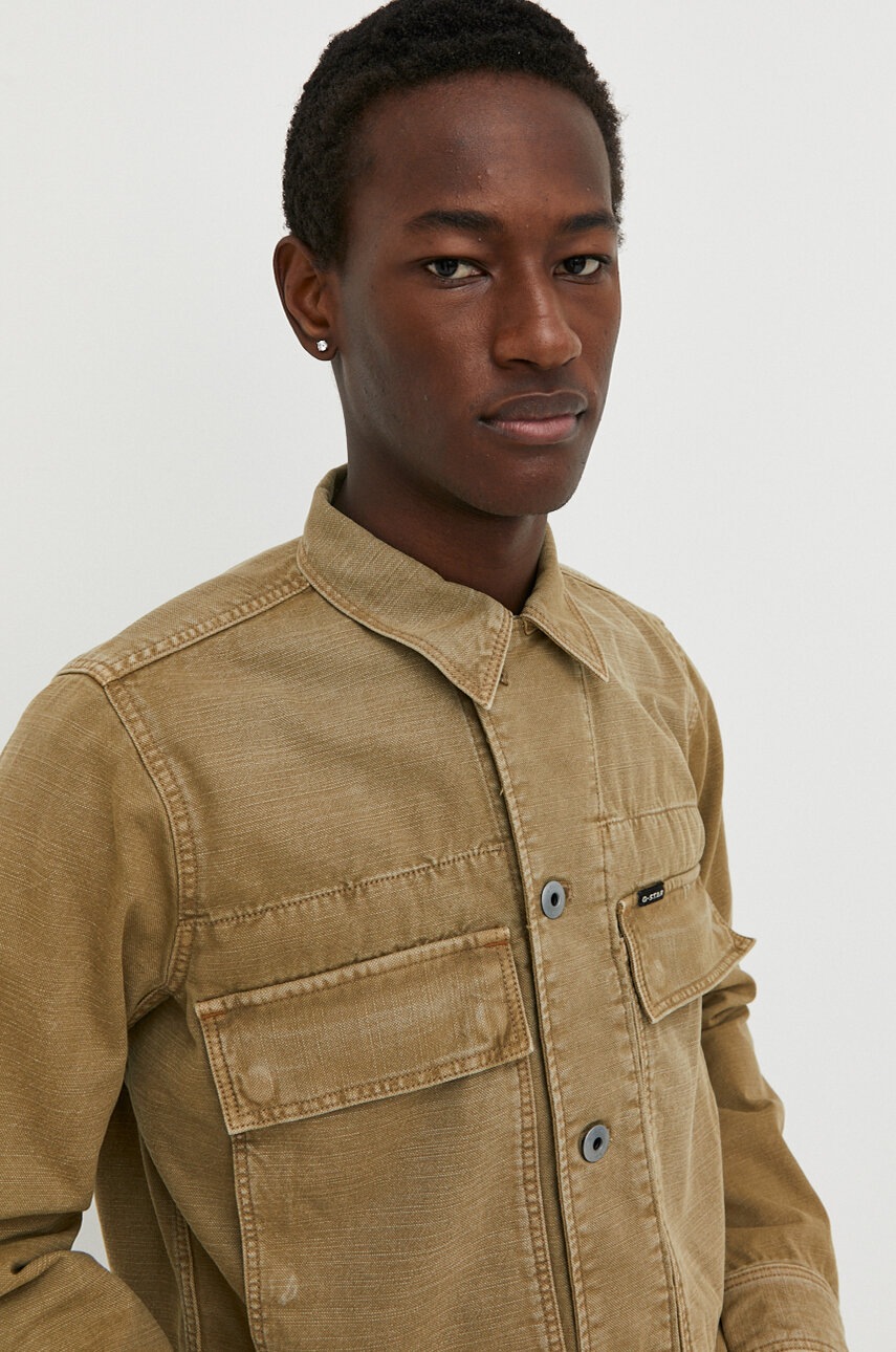 Τζιν μπουφάν G-Star ανδρικό, χρώμα: μπεζ φωτογραφία