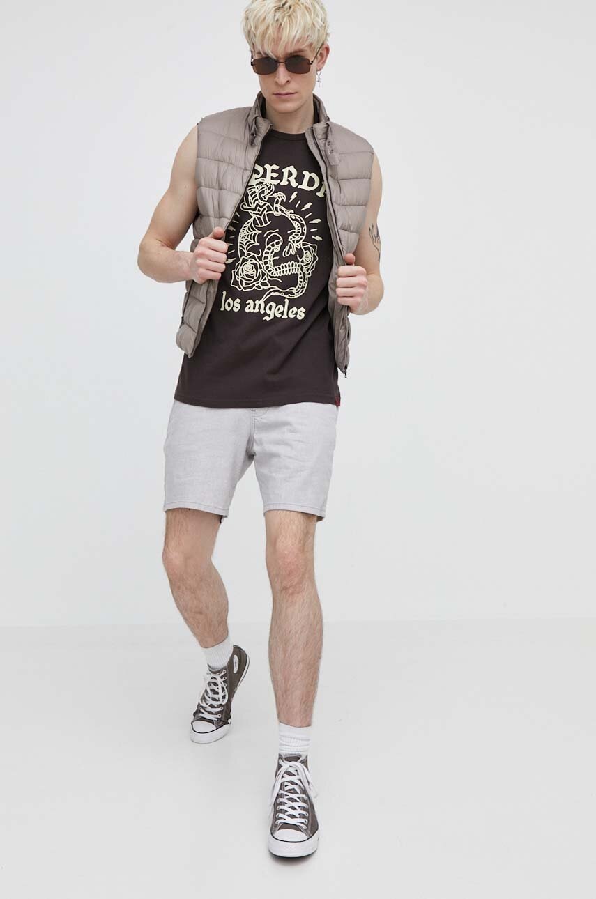 Αμάνικο μπουφάν Superdry χρώμα: μπεζ φωτογραφία