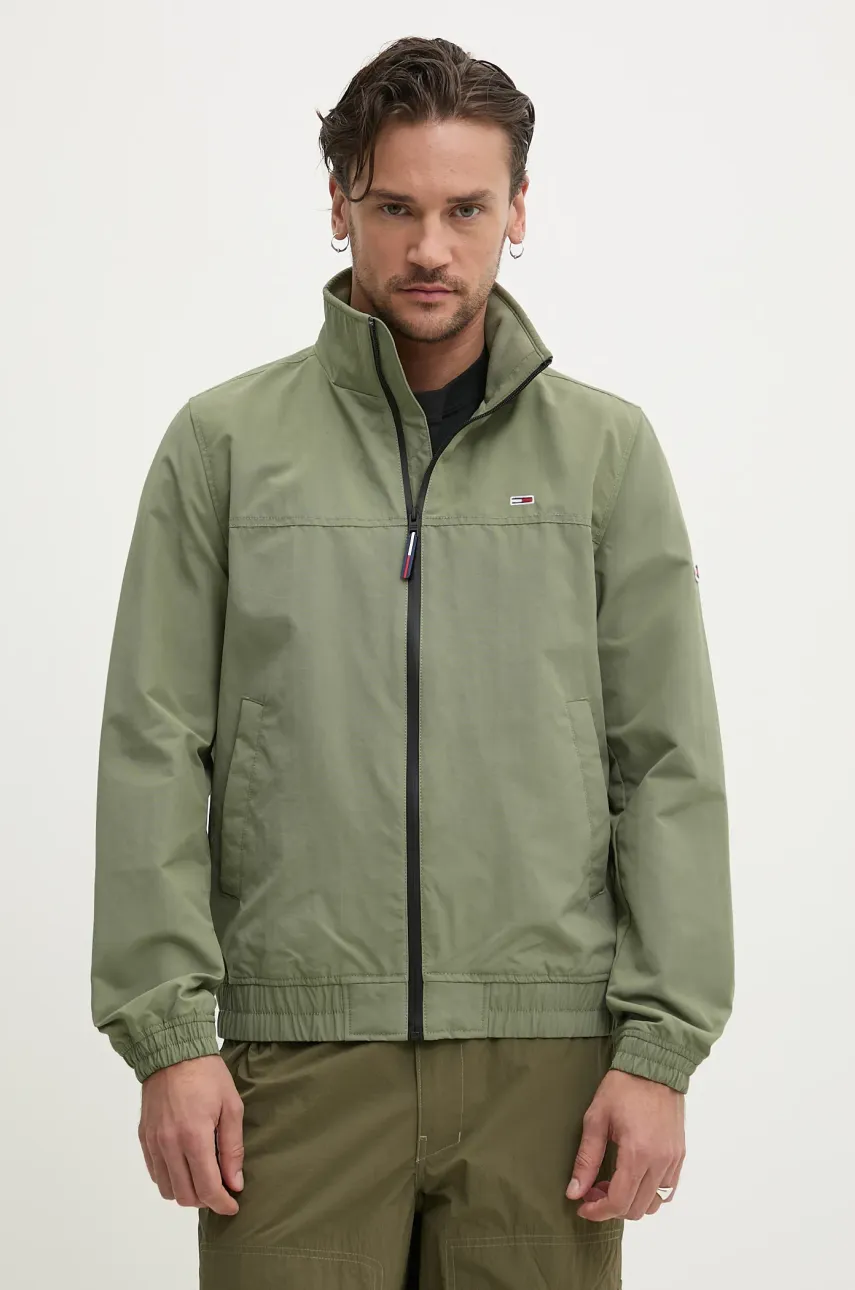 Tommy Jeans geaca barbati, culoarea verde, de tranzitie