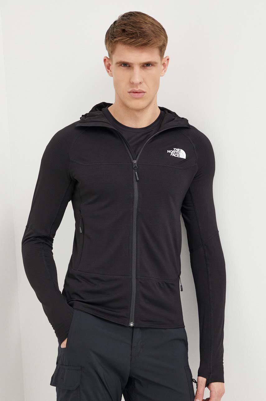 The North Face hanorac Bolt Polartec culoarea negru, cu glugă, modelator