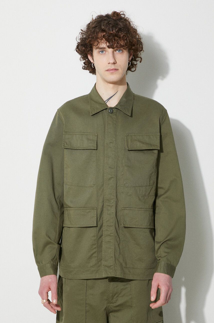 Bunda Universal Works Mw Fatigue Jacket zelená barva, regular, s klasickým límcem, 166.LIGHT.OLIVE