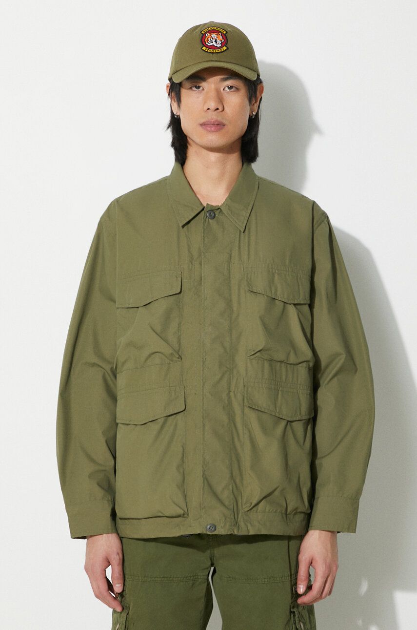 Universal Works geaca Parachute Field Jacket barbati, culoarea verde, de tranzitie, 30115.OLIVE