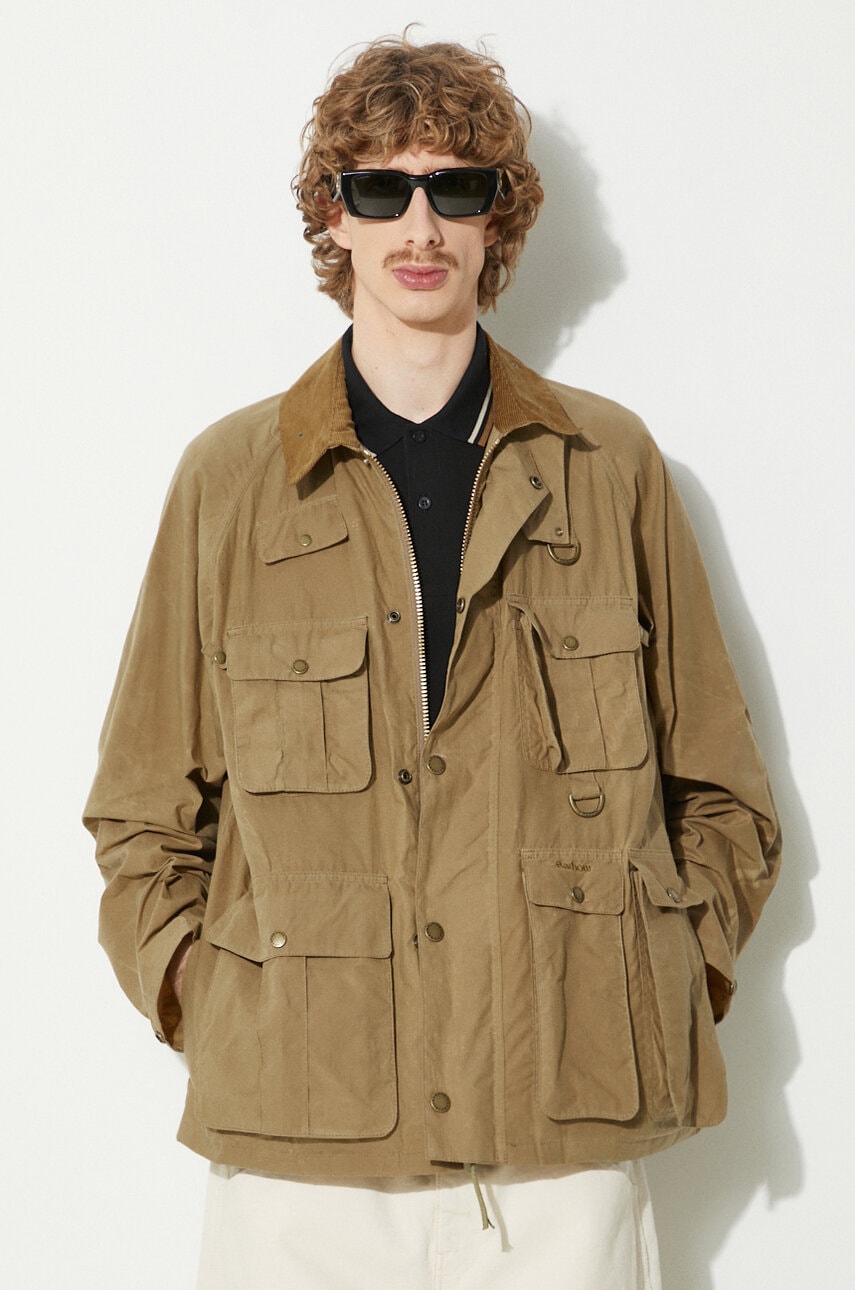 Barbour jacheta de bumbac Modified Transport Casual culoarea bej, de tranzitie, MCA0966 Barbour jacheta de bumbac Modified Transport Casual culoarea bej, de tranzitie, MCA0966