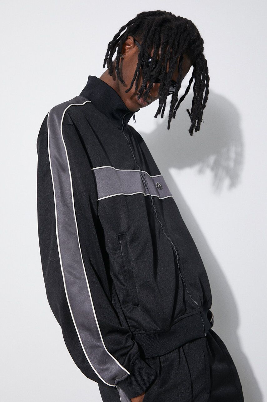 Mikina AMBUSH Track Jacket Tap pánská, černá barva, vzorovaná, BMBD003S24JER