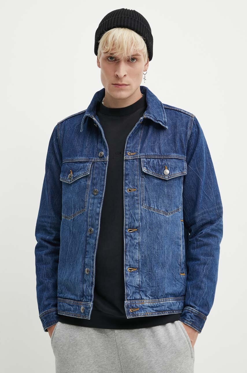 Wood Wood geacă din denim Ivan Denim bărbați, de tranziție, 12315106.7051
