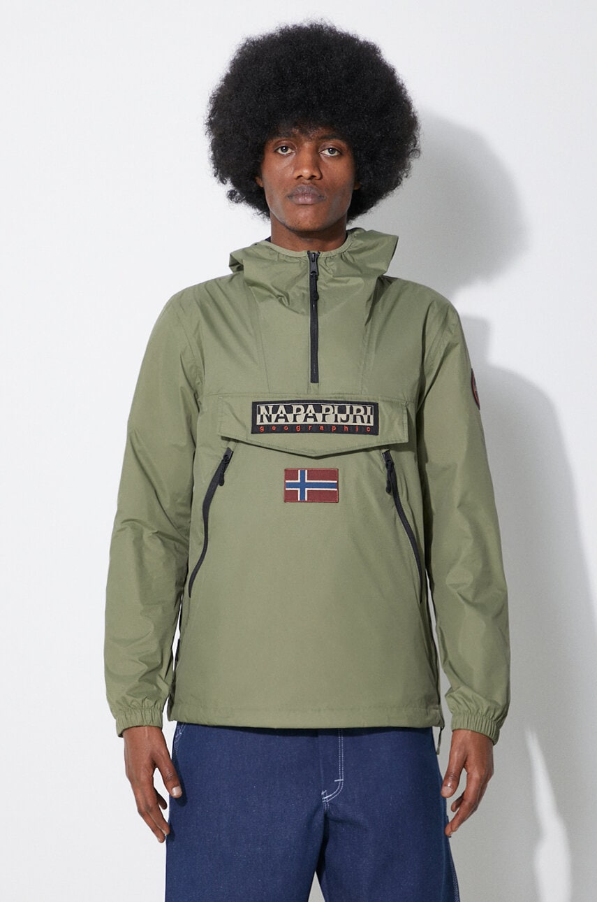 Napapijri geaca Rainforest Wb Pkt V2 barbati, culoarea verde, de tranzitie, NP0A4HX6GAE1 Napapijri geaca Rainforest Wb Pkt V2 barbati, culoarea verde, de tranzitie, NP0A4HX6GAE1