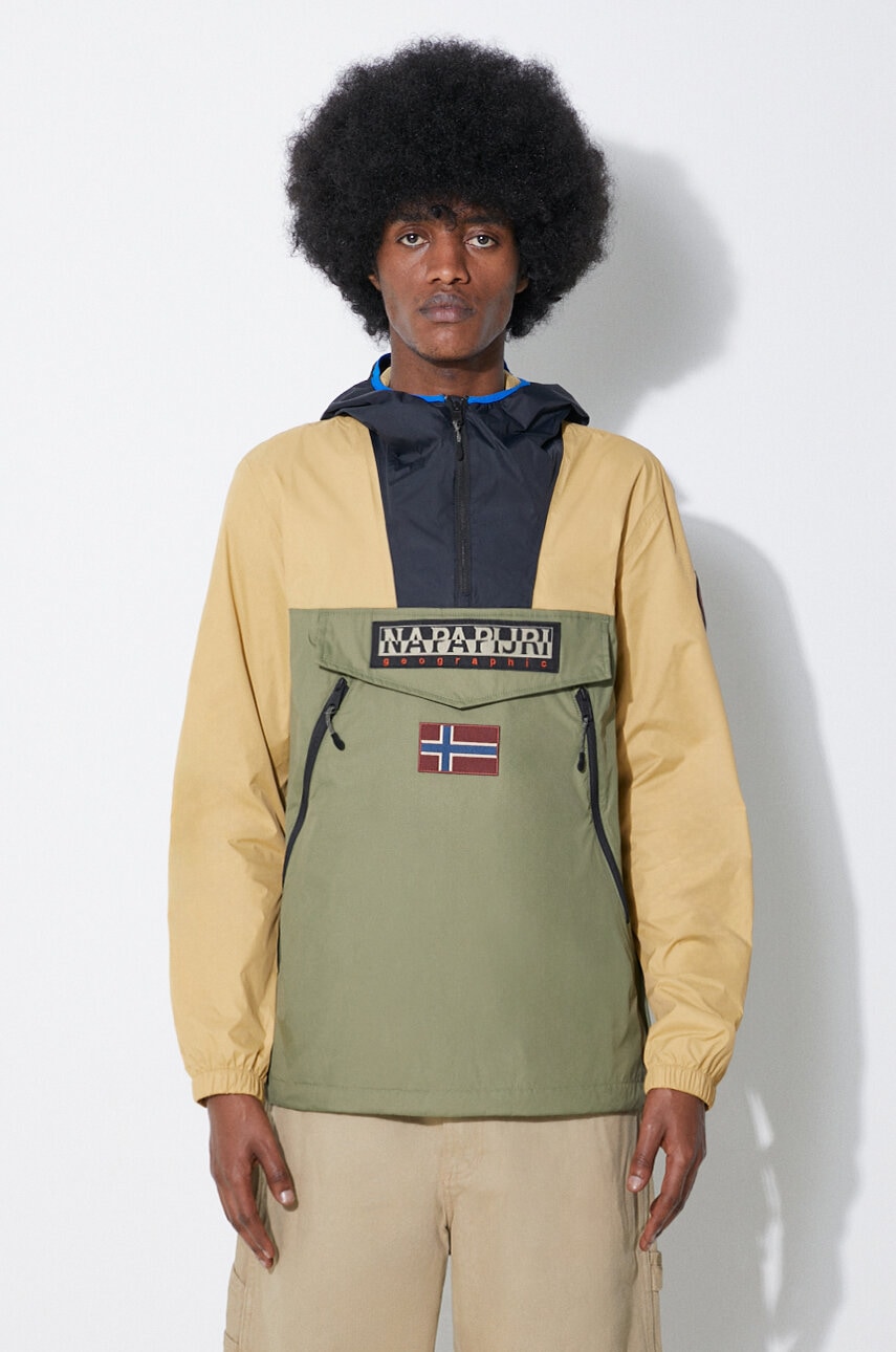 Napapijri geaca Rainforest Wb Pkt V2 barbati, culoarea verde, de tranzitie, NP0A4HX6MF71 Napapijri geaca Rainforest Wb Pkt V2 barbati, culoarea verde, de tranzitie, NP0A4HX6MF71