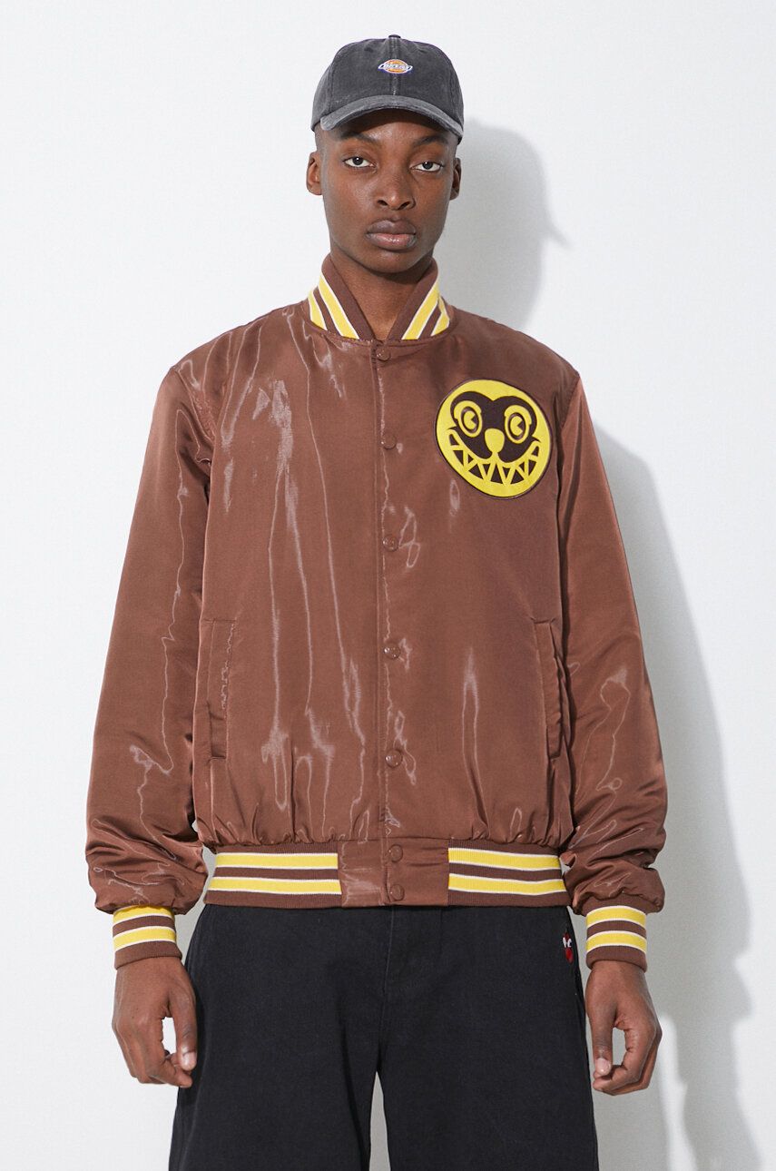 Bomber bunda ICECREAM Satin Bomber Jacket hnědá barva, přechodná, IC24107