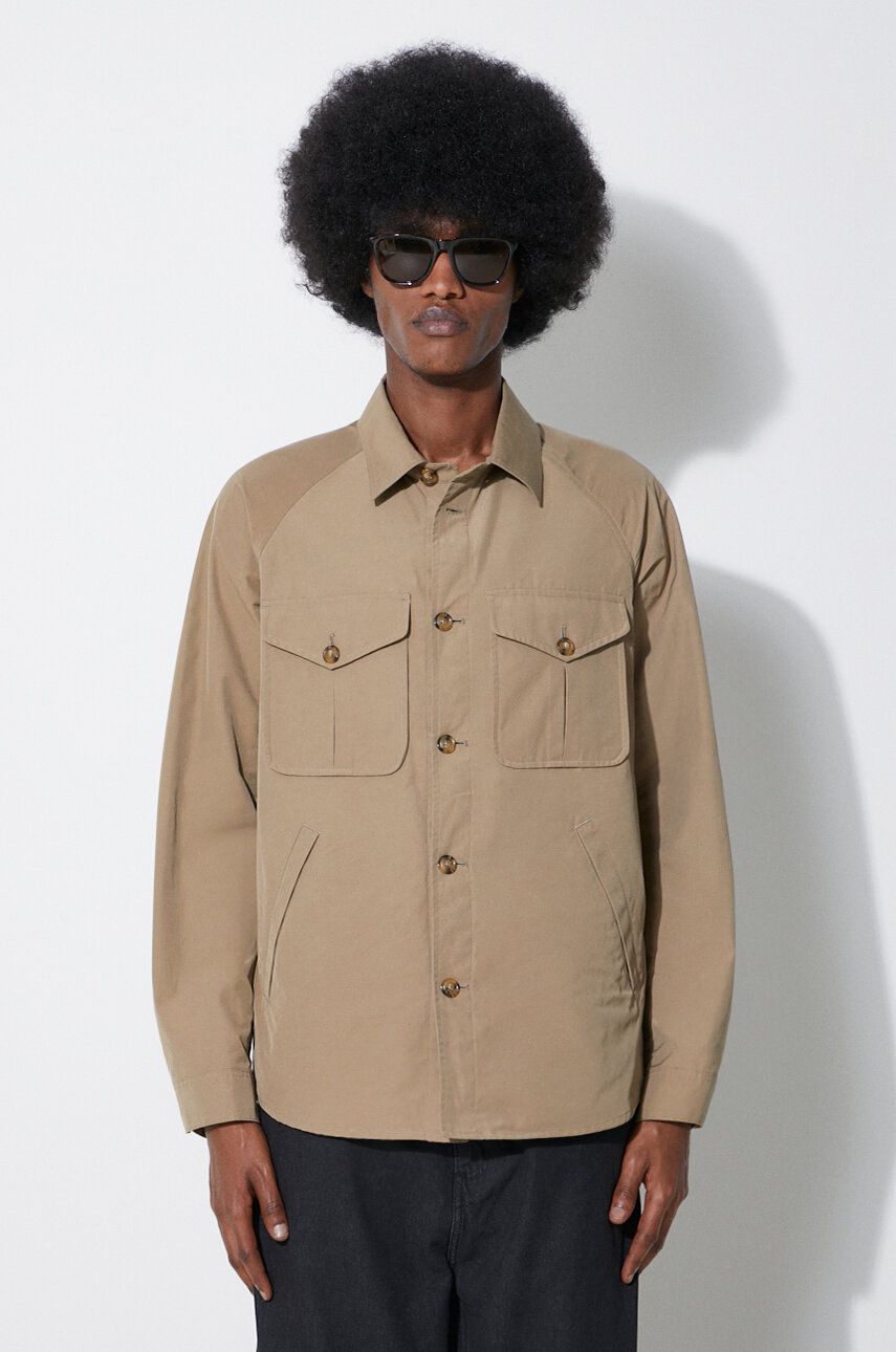 Baracuta geaca Shirt Jacket Br Cloth barbati, culoarea bej, de tranzitie, BRCPS1044