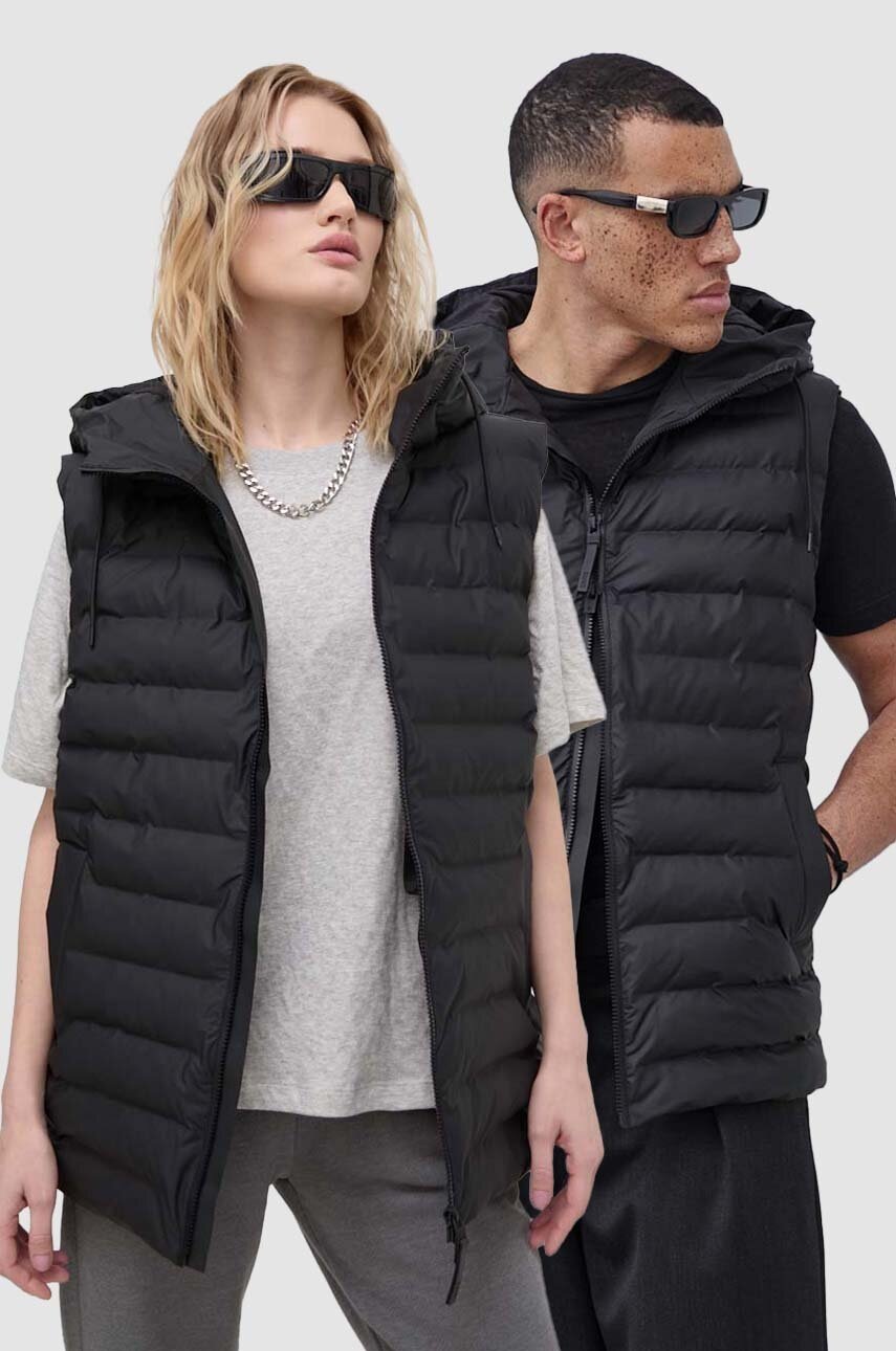 Rains vesta 15840 Vests culoarea negru, de tranzitie