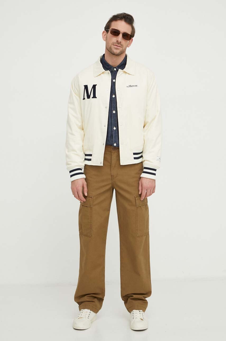Βαμβακερό σακάκι The Mercer Brand χρώμα: μπεζ φωτογραφία