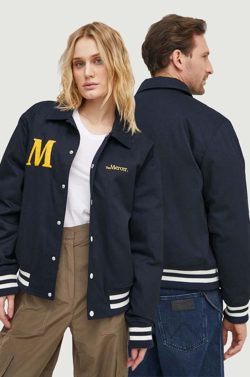 The Mercer Brand jacheta de bumbac culoarea albastru marin, de tranzitie