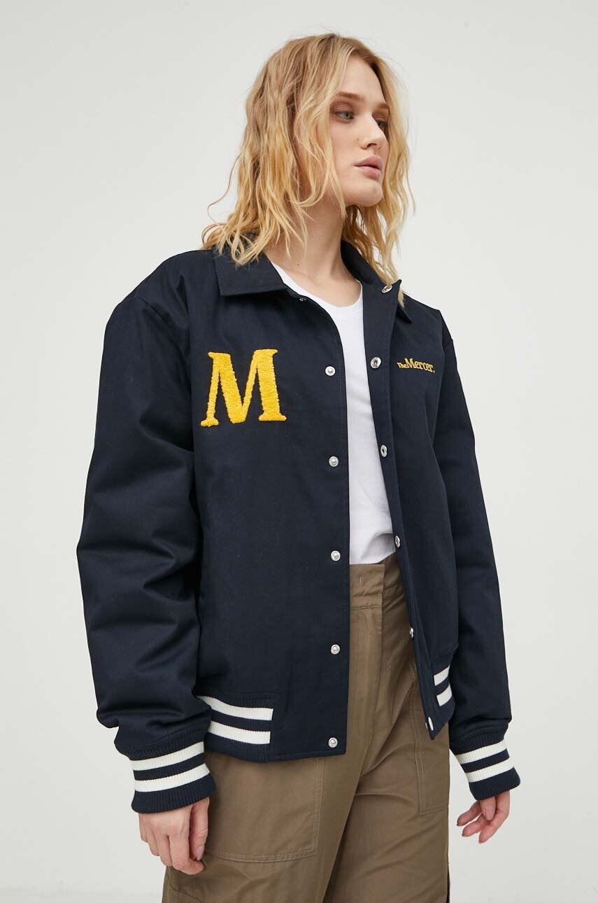 The Mercer Brand pamut kabát The Varsity Polo sötétkék, átmeneti, MEAP241010 termék 2. képe
