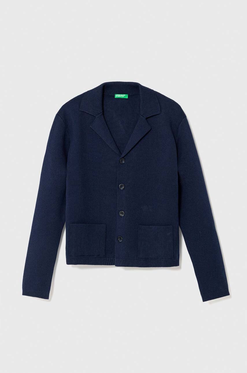 United Colors of Benetton cardigan din bumbac pentru copii culoarea albastru marin