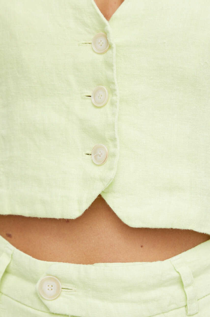 Λινό γιλέκο Alohas χρώμα: πράσινο φωτογραφία