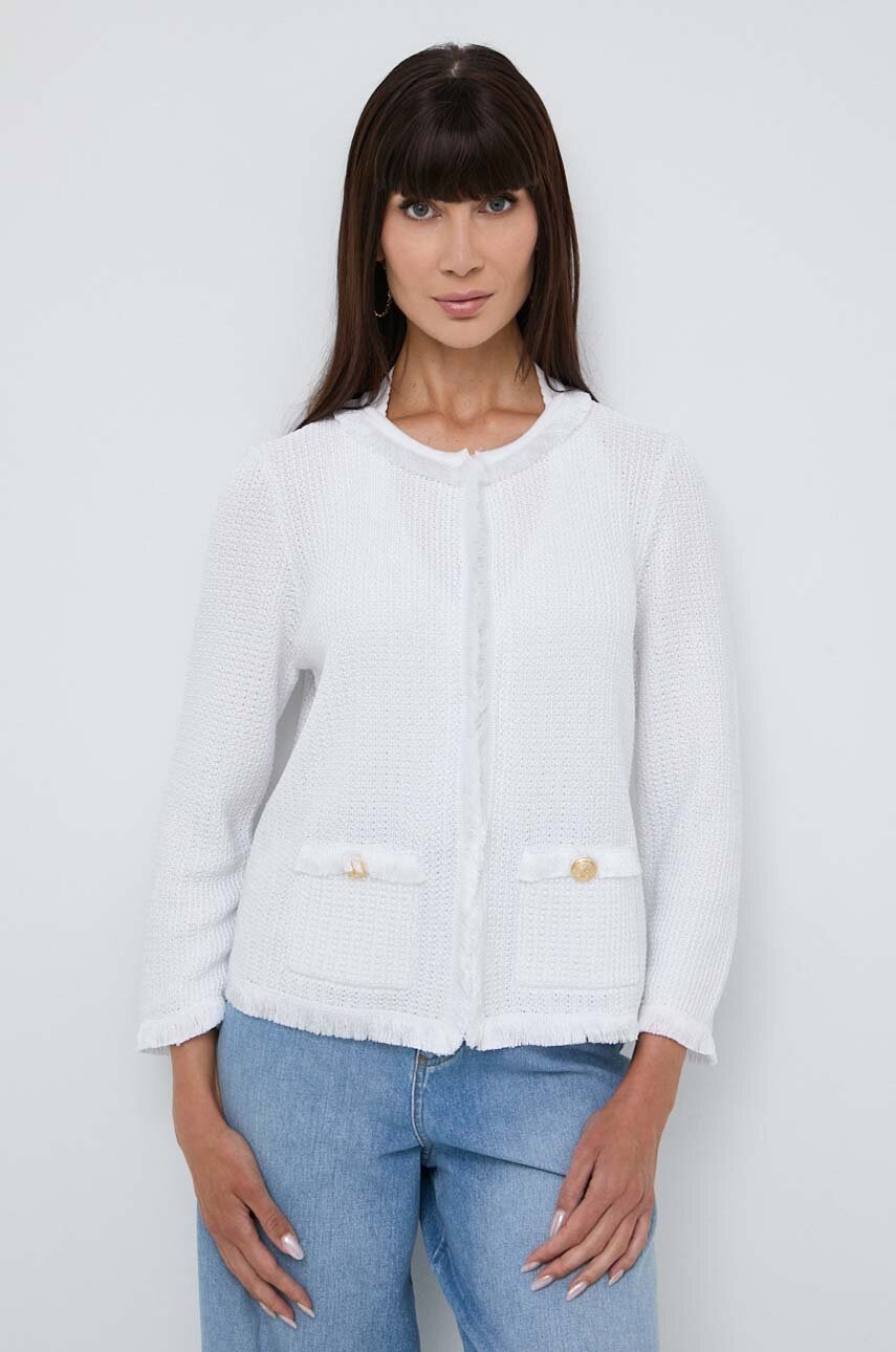 Luisa Spagnoli cardigan CONFORTO femei, culoarea alb, 58327