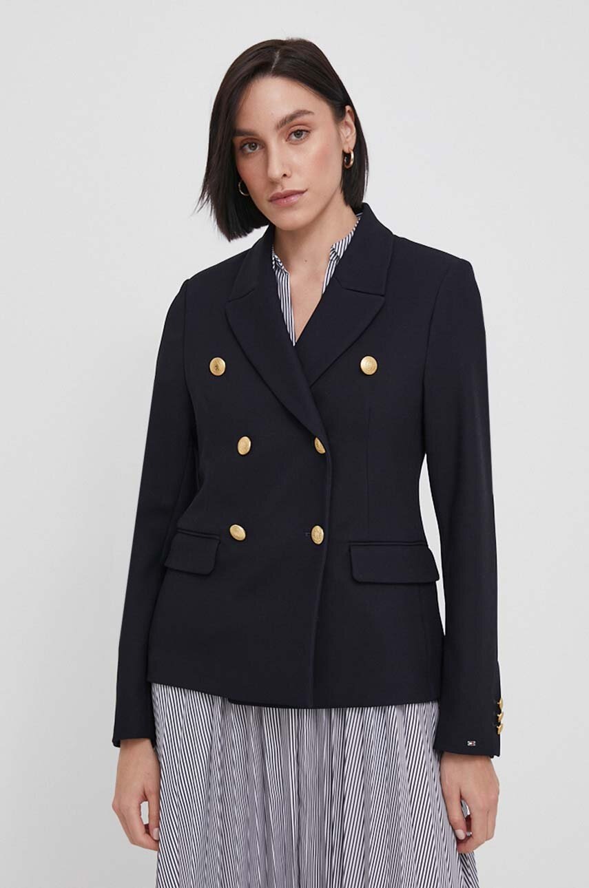 

Сако Tommy Hilfiger в тъмносиньо с двуредно закопчаване изчистен дизайн WW0WW42541, Тъмносин