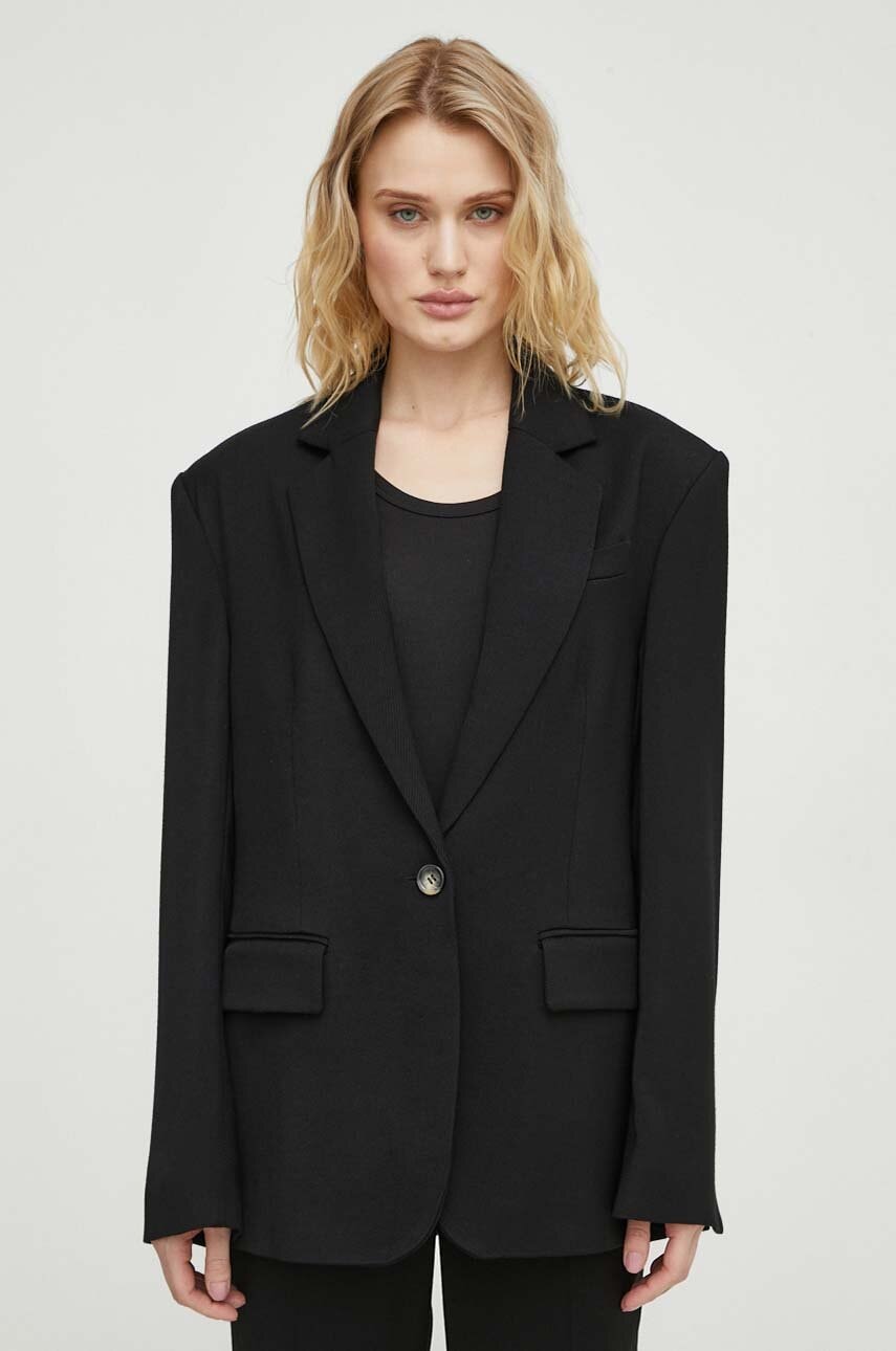 Day Birger et Mikkelsen sacou culoarea negru, un singur rand de nasturi, neted