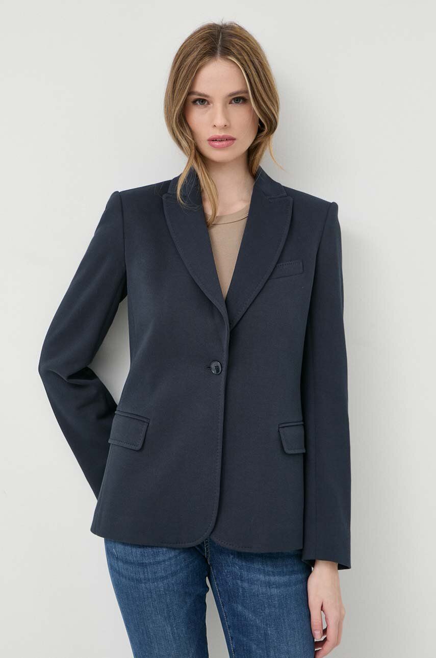 Weekend Max Mara sacou culoarea albastru marin, un singur rand de nasturi, neted