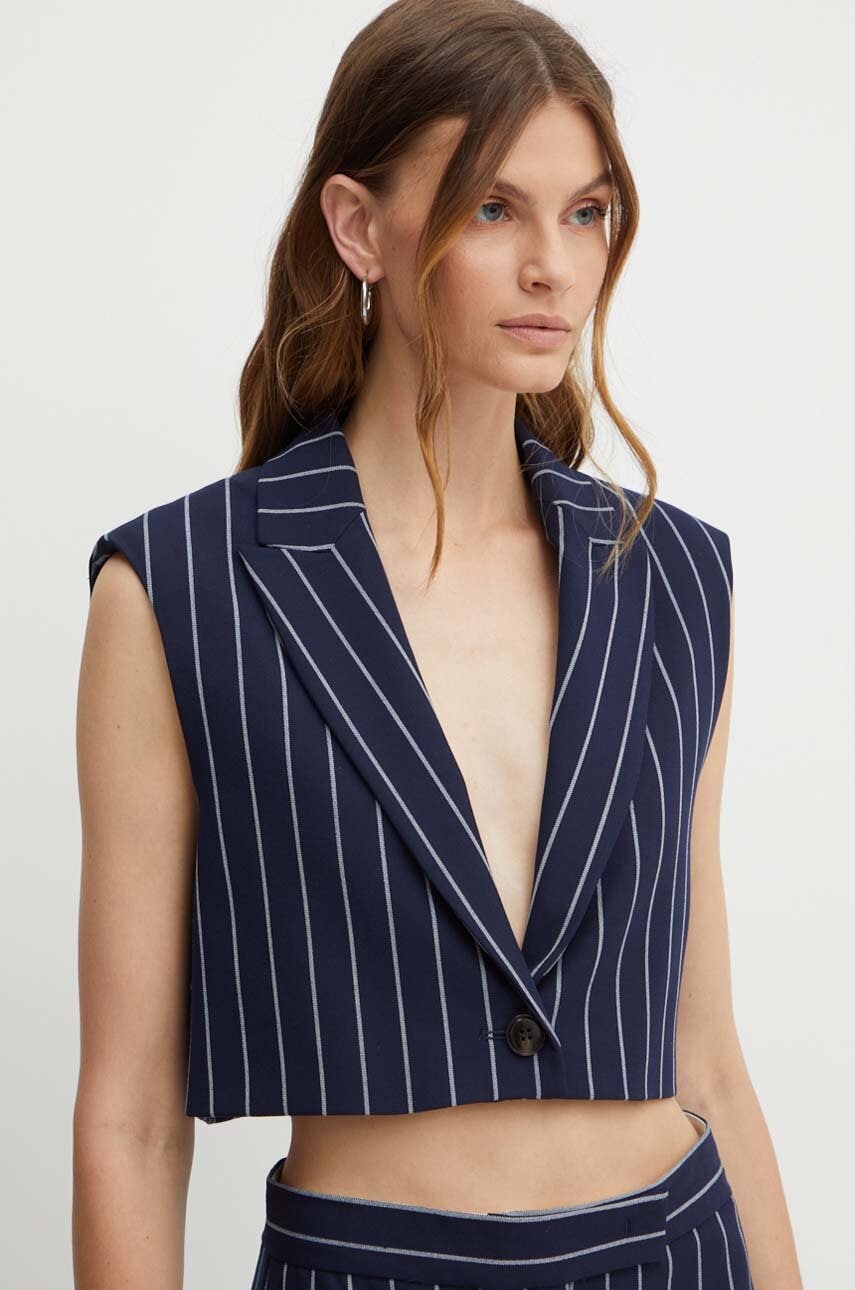 MAX&Co. vesta culoarea albastru marin, un singur rand de nasturi, 2416151022200