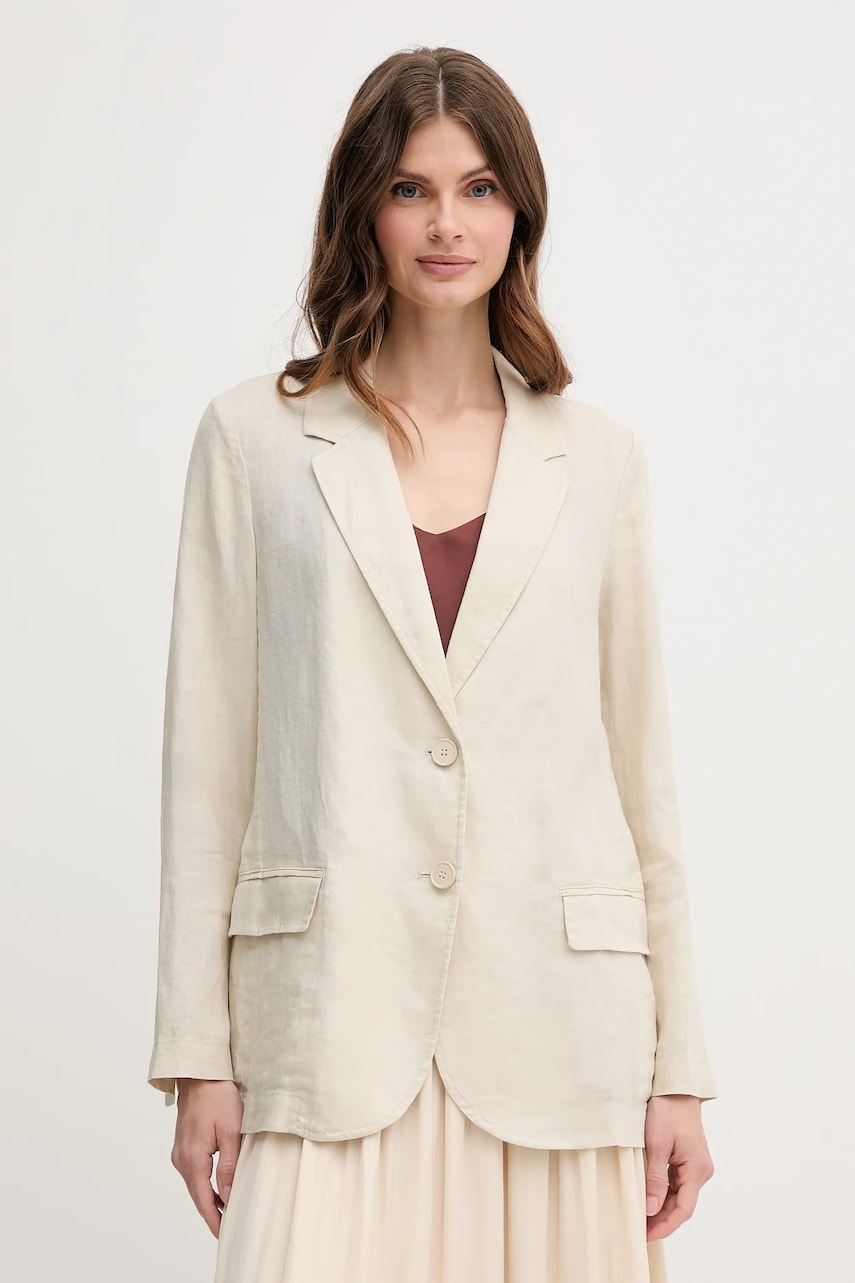 United Colors of Benetton sacou de in culoarea verde, un singur rand de nasturi, neted