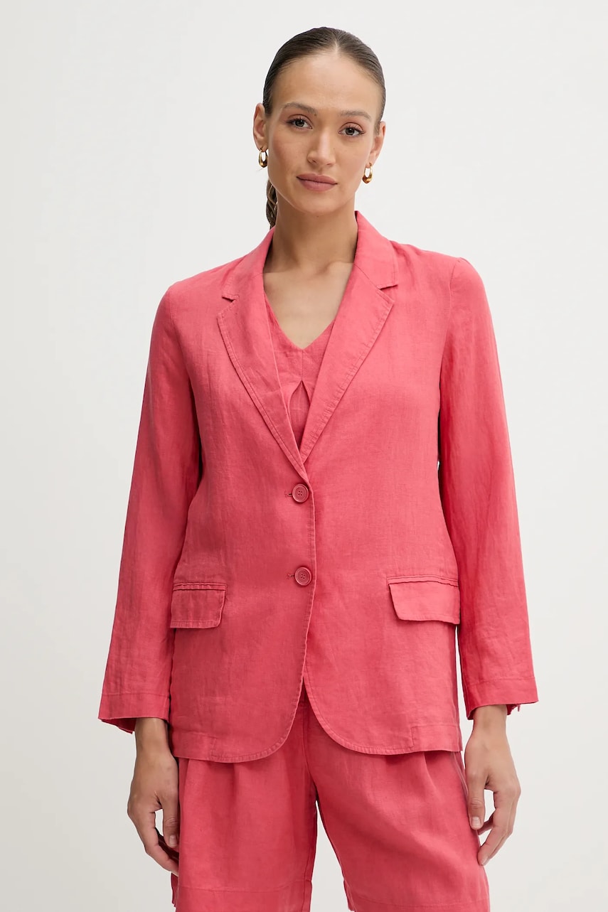 United Colors of Benetton sacou de in culoarea verde, un singur rand de nasturi, neted