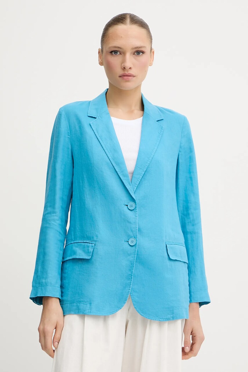 United Colors of Benetton sacou de in culoarea verde, un singur rand de nasturi, neted