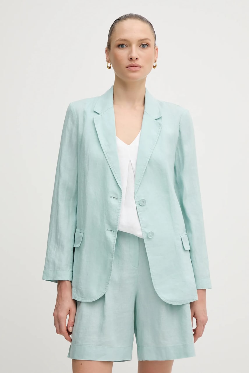 United Colors of Benetton sacou de in culoarea verde, un singur rand de nasturi, neted