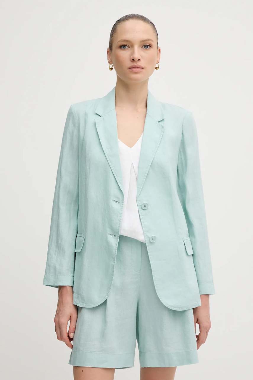 United Colors of Benetton sacou de in culoarea verde, un singur rand de nasturi, neted