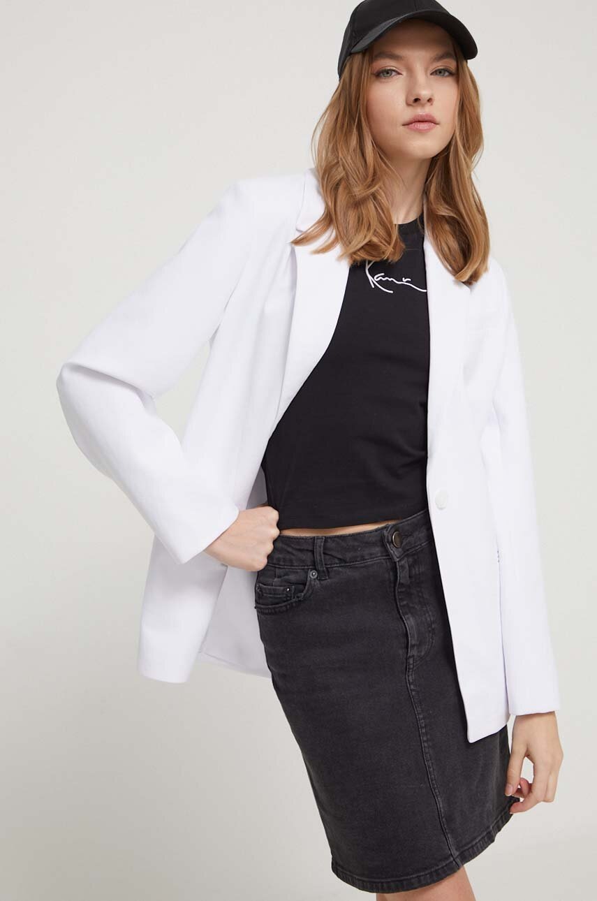 Σακάκι Abercrombie & Fitch χρώμα: άσπρο φωτογραφία