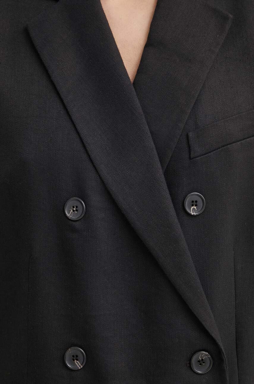 Λινό γιλέκο Theory χρώμα: μαύρο φωτογραφία