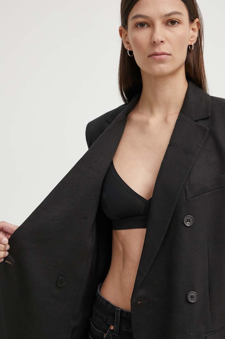 Λινό γιλέκο Theory χρώμα: μαύρο φωτογραφία