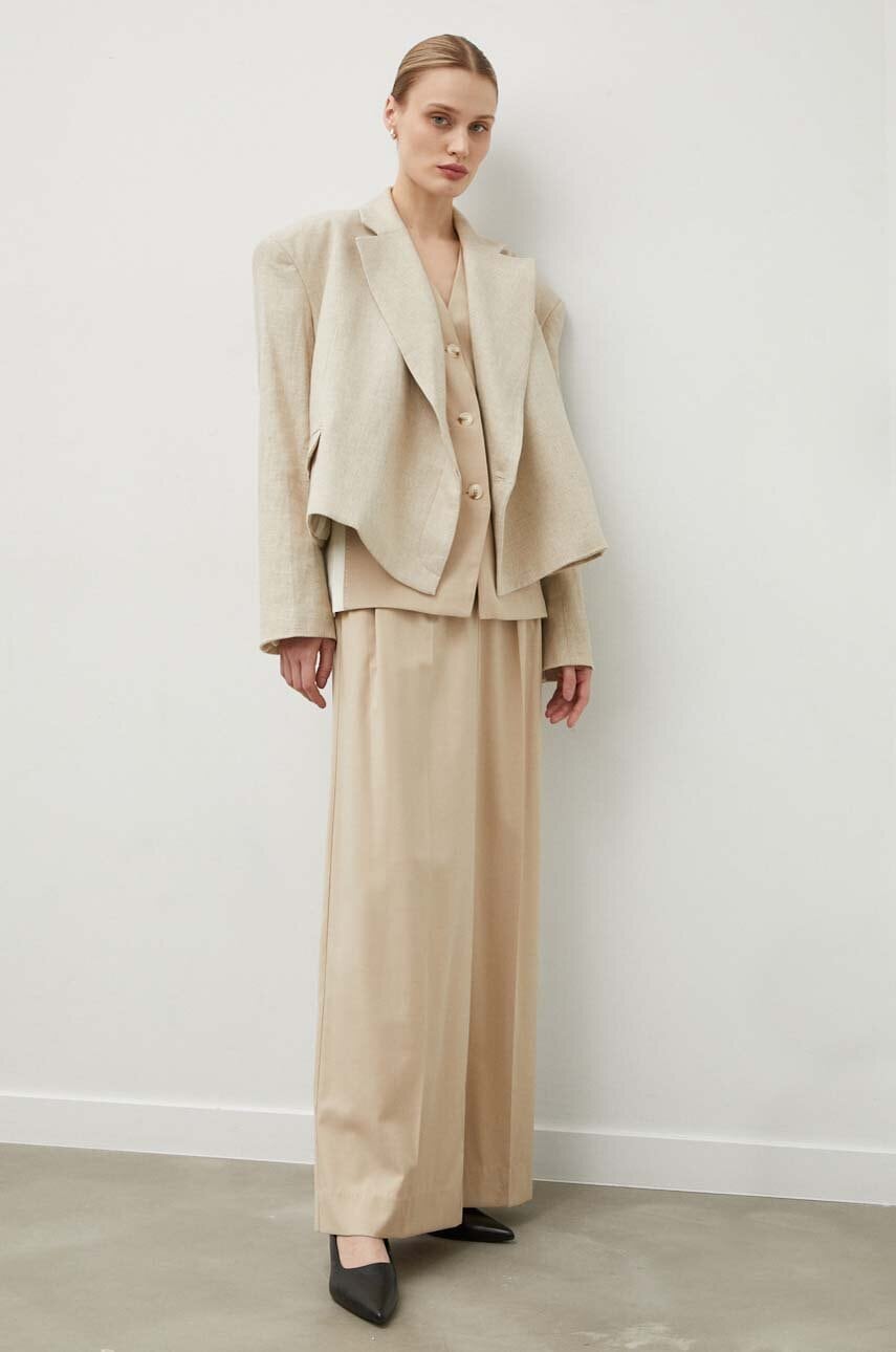 Remain sacou de in culoarea bej, oversize, neted